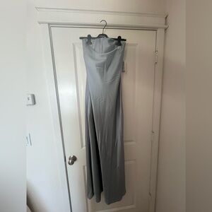 Elegant Slate Blue Strapless Dress